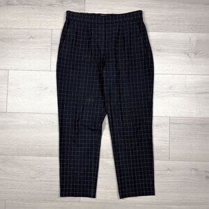 Aritzia Babaton Atelier Womens Navy Check Cropped Work Pants Size 6